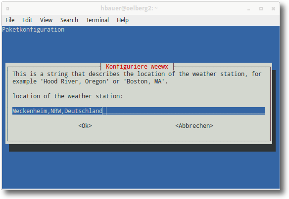 WeeWx Installationschritt