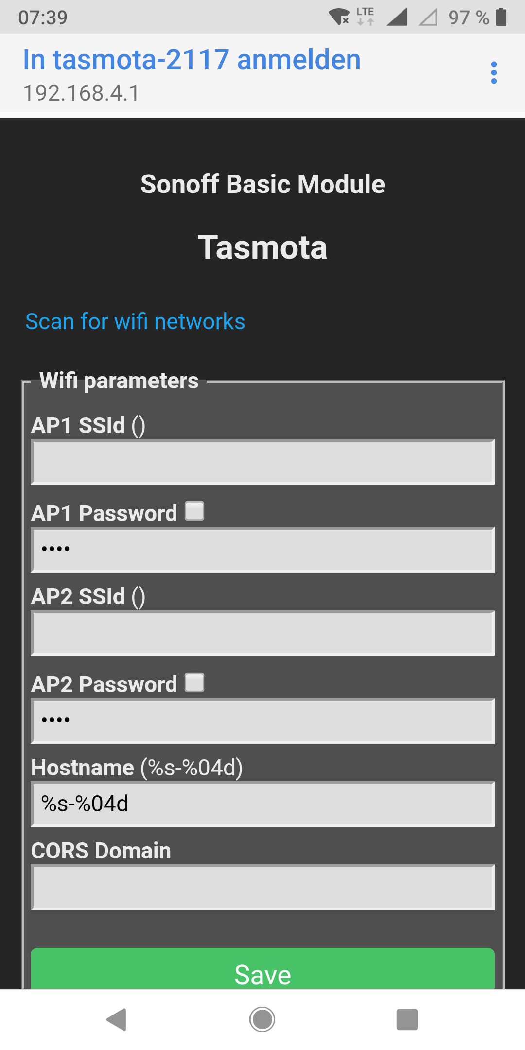 Tasmota über WLAN konfigurieren