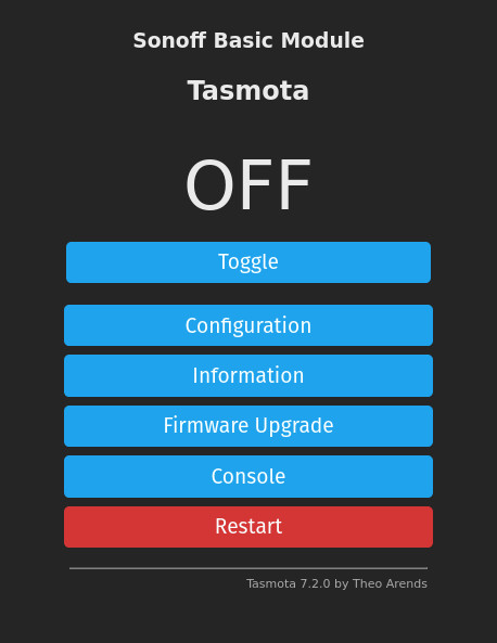 Sonoff mit Tasmota Weboberfläche