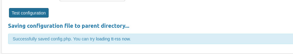 Installationstep 3 einer tt-rss installation 