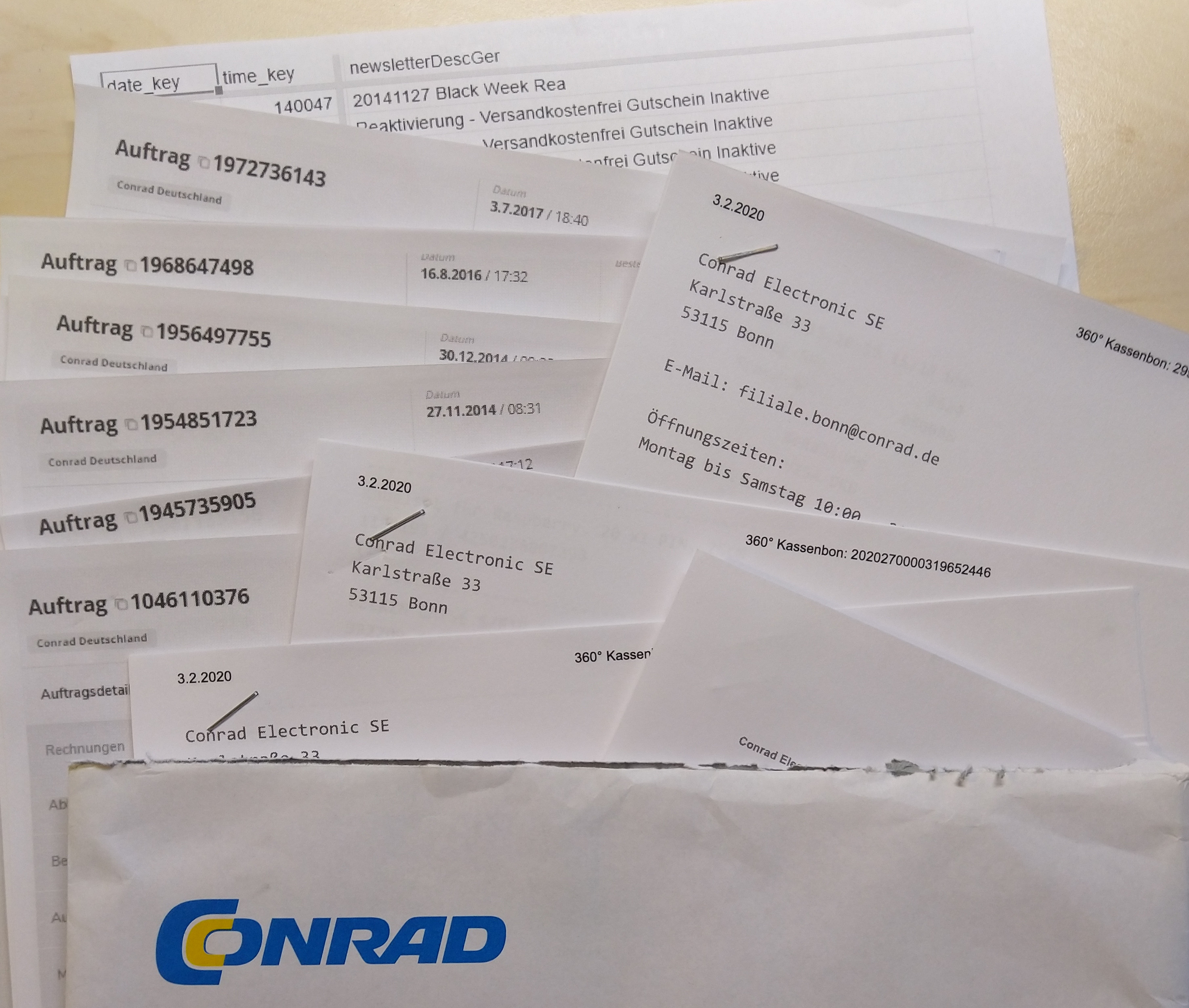 Auskunft von Conrad zu meiner DSGVO Anfrage