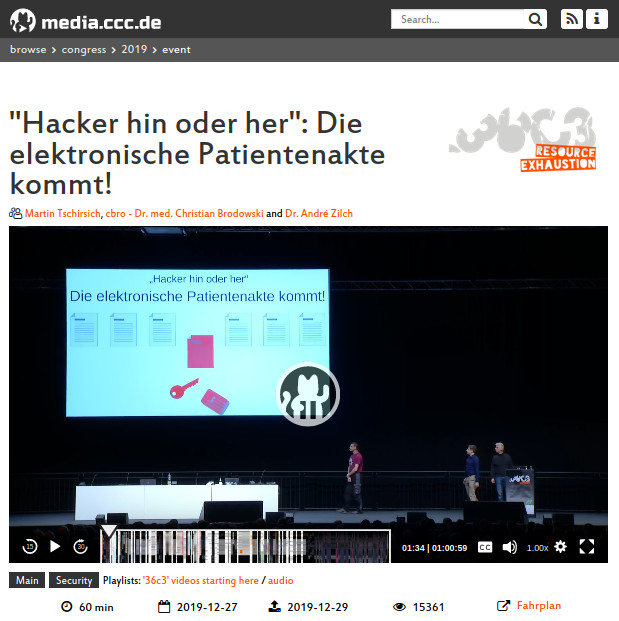 36C3 Vortrag zur elektronischen Patientenakte