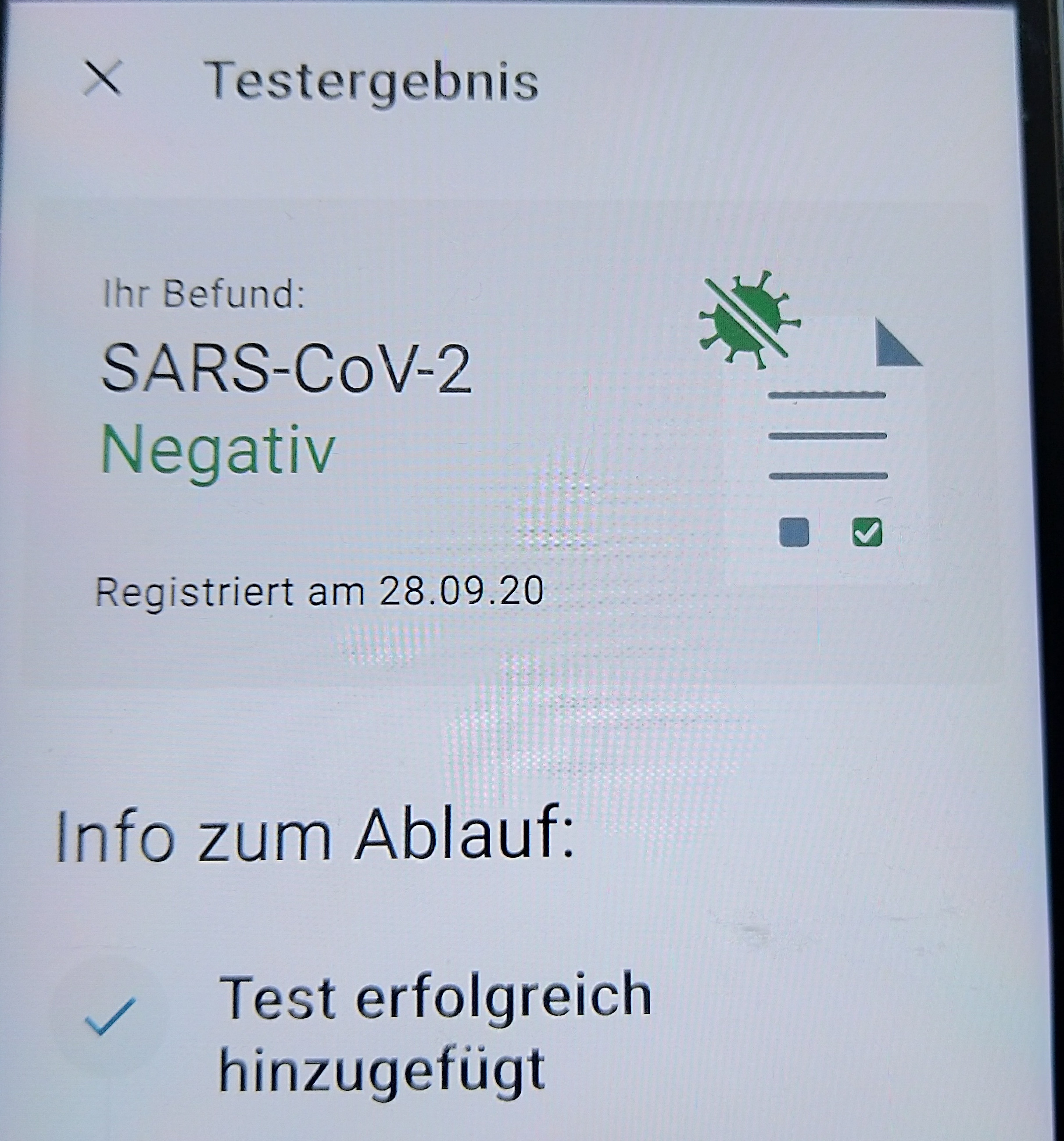 Covid19 Testergebnis Corona App