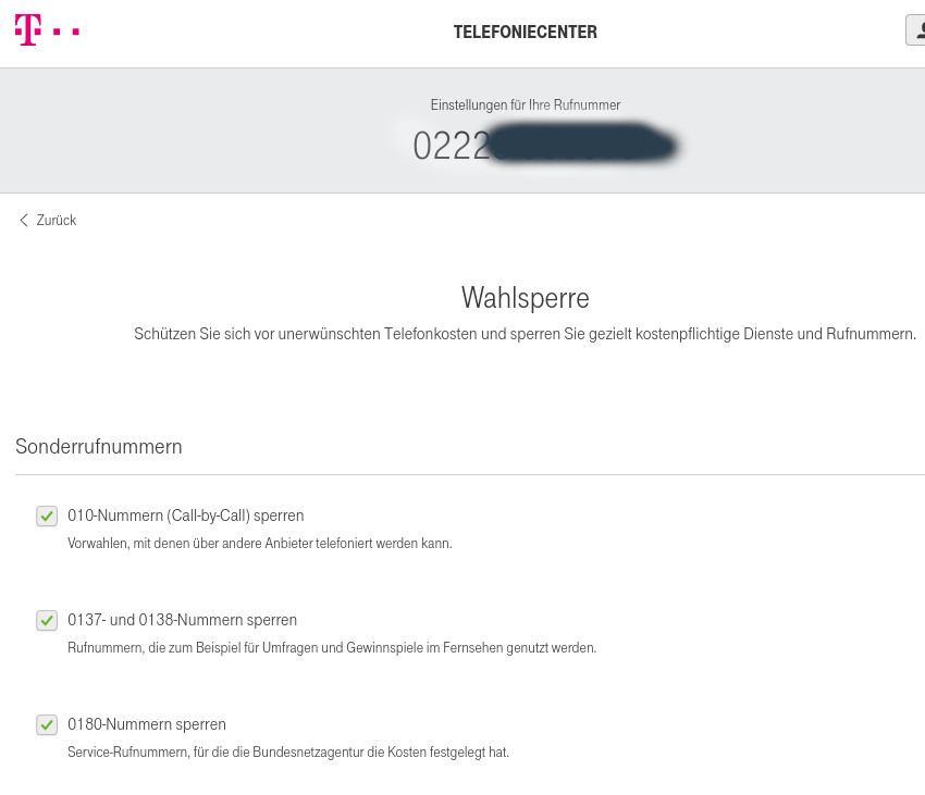 Telekom Drittanbietersperre einrichten