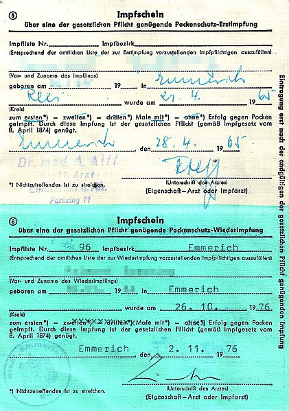 Impfausweis Pocken