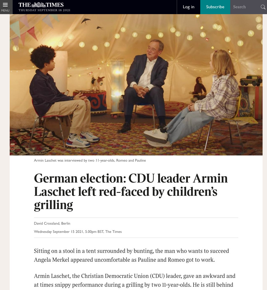 Armin Laschet in der Times
