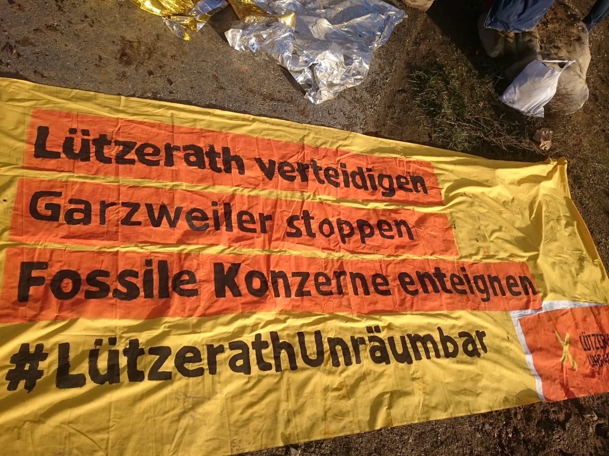 Transparent gegen Kohleabbau in Garzweiler