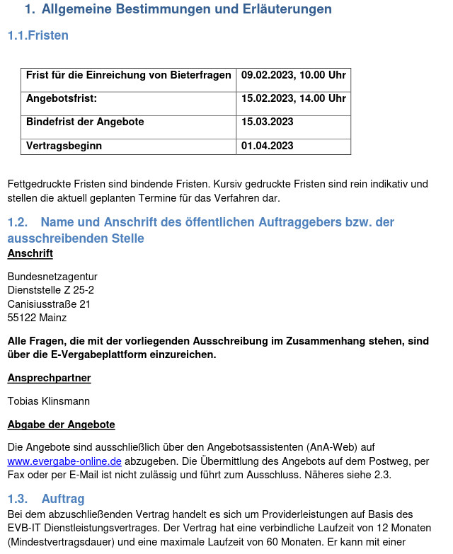 Ausschreibung für Faxdienstleister  