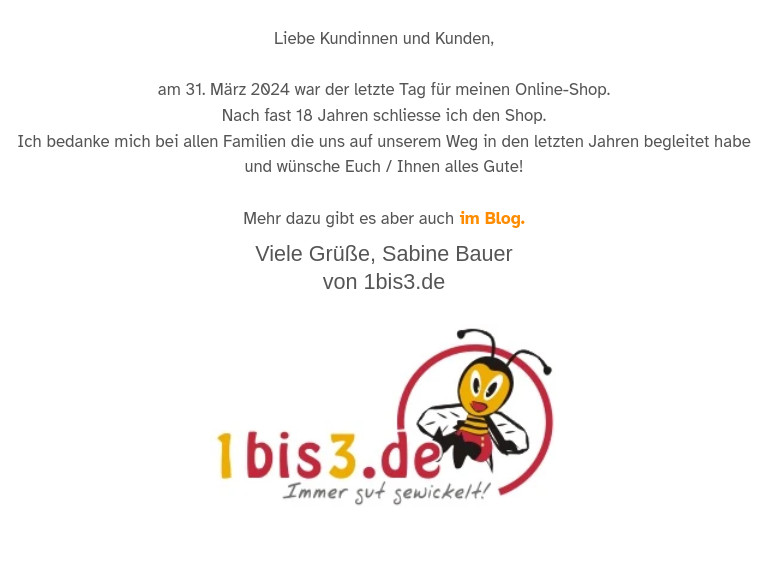 Screenshot 1bis3.de wird geschlossen