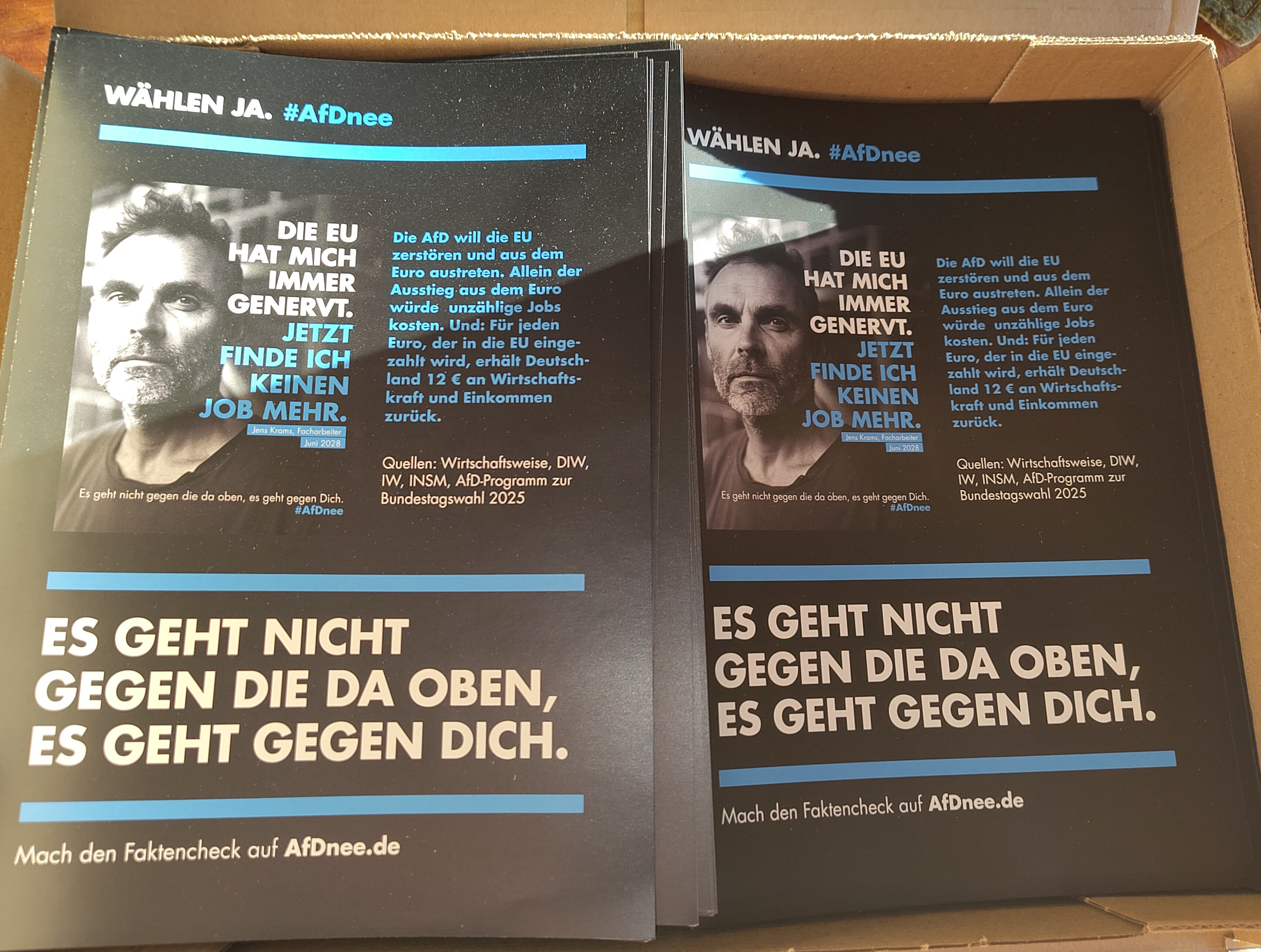 Ein Stapel AFDnee Flyer