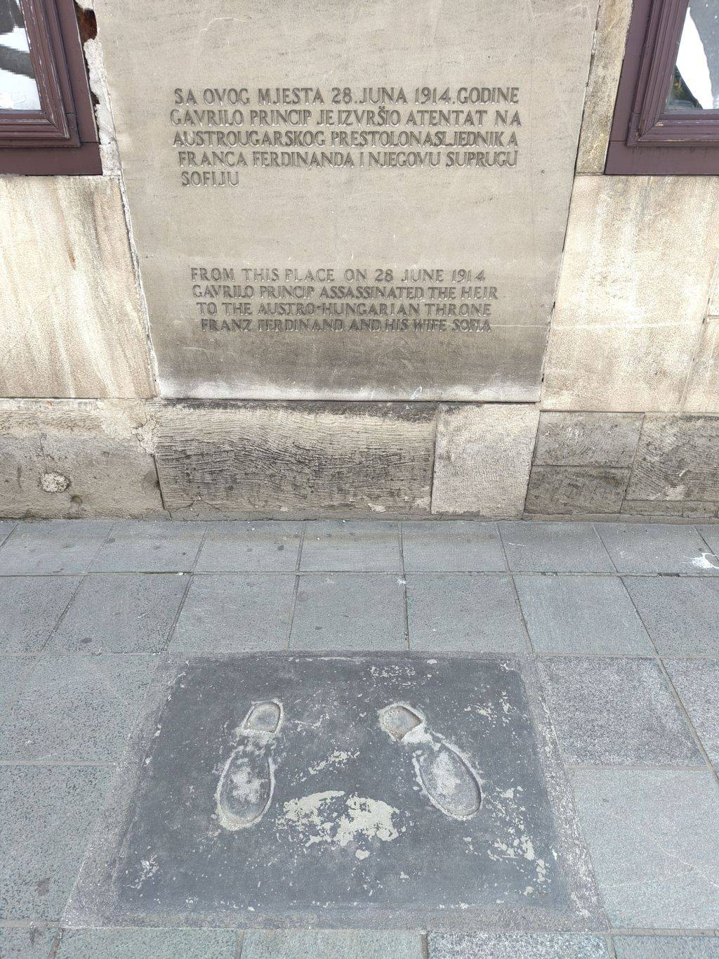 Die Stelle des Attentats von Sarajevo