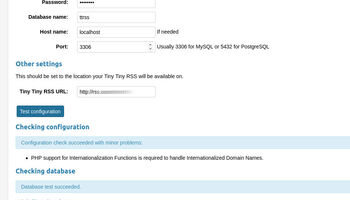 Installationstep 1 einer tt-rss installation