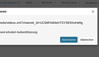 Youtube RSS Feed im Reader