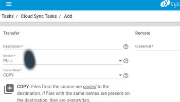 Truenas Cloud Sync Dialogbox