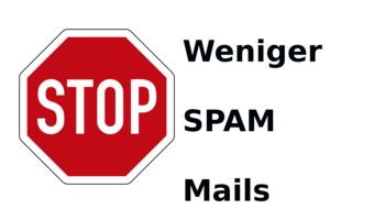 Stop Schild mit weniger spam mail text
